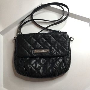 CALVIN KLEIN BLACK LEATHER QUILTED CROSSBODY BAG